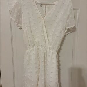 White Textured Romper